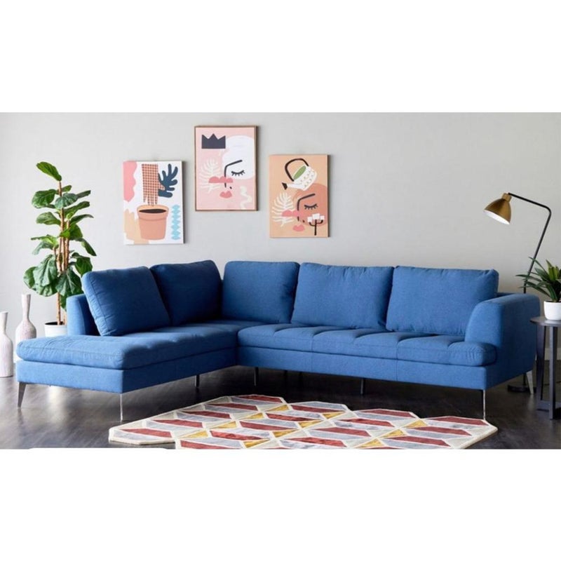 Betak Thai MDF and Linen Corner Sofa - Blue - Image 1