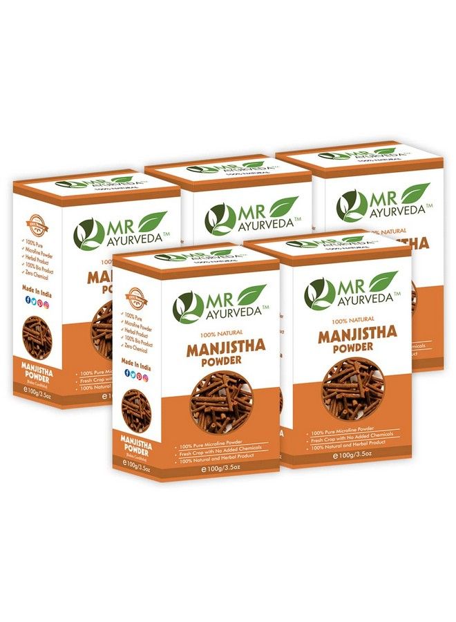MR Ayurveda مسحوق مانجيشثا العضوي 100% ; مسحوق مانجيشثا لتفتيح البشرة ; مسحوق مانجيشثا للوجه ; مسحوق مانجيشثا للشعر ; مجموعة من 5 بدون مواد كيميائية (500 جرام) - Image 2