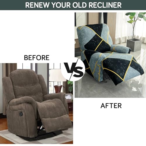 HOKIPO 'Elira Series' Polyester Blend 140Gsm Fully Covered Recliner Sofa Cover 3 Seater, Multicolor Abstract Geometry (Ar-4942-C10) - Image 3