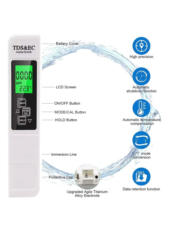 PH and TDS Water Quality Meter Tester Kit, High Accuracy Pen Type pH Meter ± 2% Readout Accuracy 3-in-1 TDS EC Temperature Meter for Hydroponics, Household Drinking, and Aquarium - Image 3