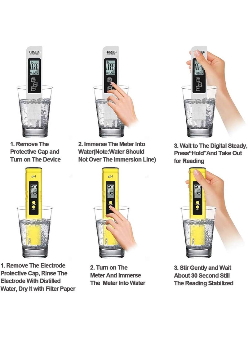 PH and TDS Water Quality Meter Tester Kit, High Accuracy Pen Type pH Meter ± 2% Readout Accuracy 3-in-1 TDS EC Temperature Meter for Hydroponics, Household Drinking, and Aquarium - Image 5