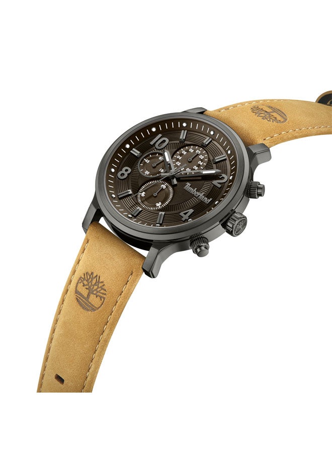 Timberland Men Driscoll 46 mm Men's Multifunction Watch Blue  Dial  & Tan Brown Leather Strap - Image 2