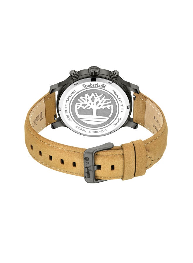 Timberland Men Driscoll 46 mm Men's Multifunction Watch Blue  Dial  & Tan Brown Leather Strap - Image 3