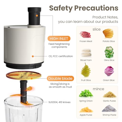 NAJIESUN 4in1 Waterproof Cordless Electric Vegetable Slicer Set Handheld Electric Chopper Garlic Chopper Food Slicer Hand Mixer with Blender for Chopping Dicing and Pureeing - Image 3