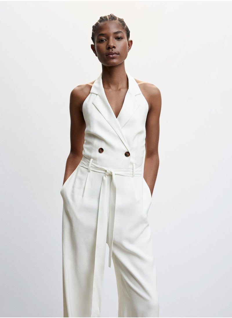 MANGO - Belted Button Detail Jumpsuit - Image 1
