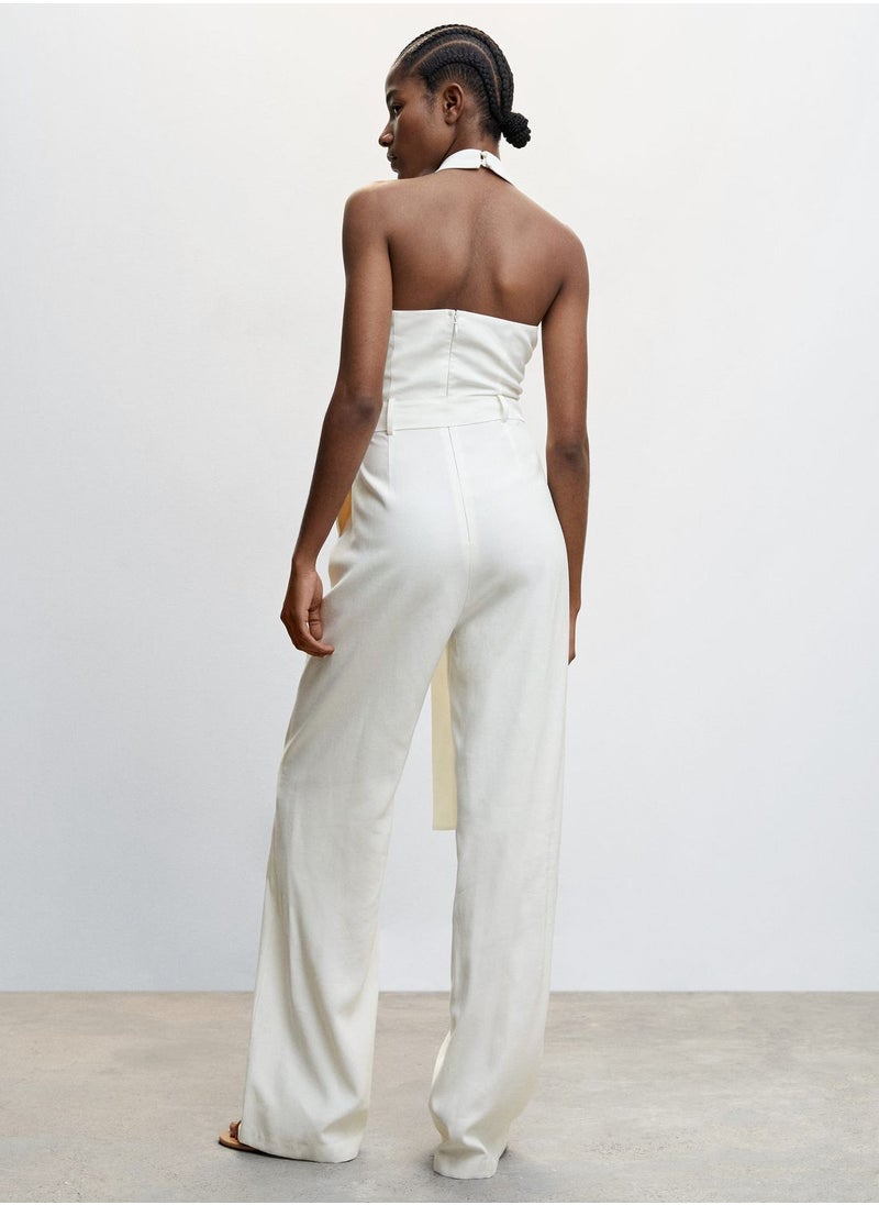 MANGO - Belted Button Detail Jumpsuit - Image 1