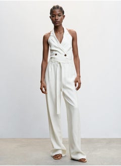 Belted Button Detail Jumpsuit