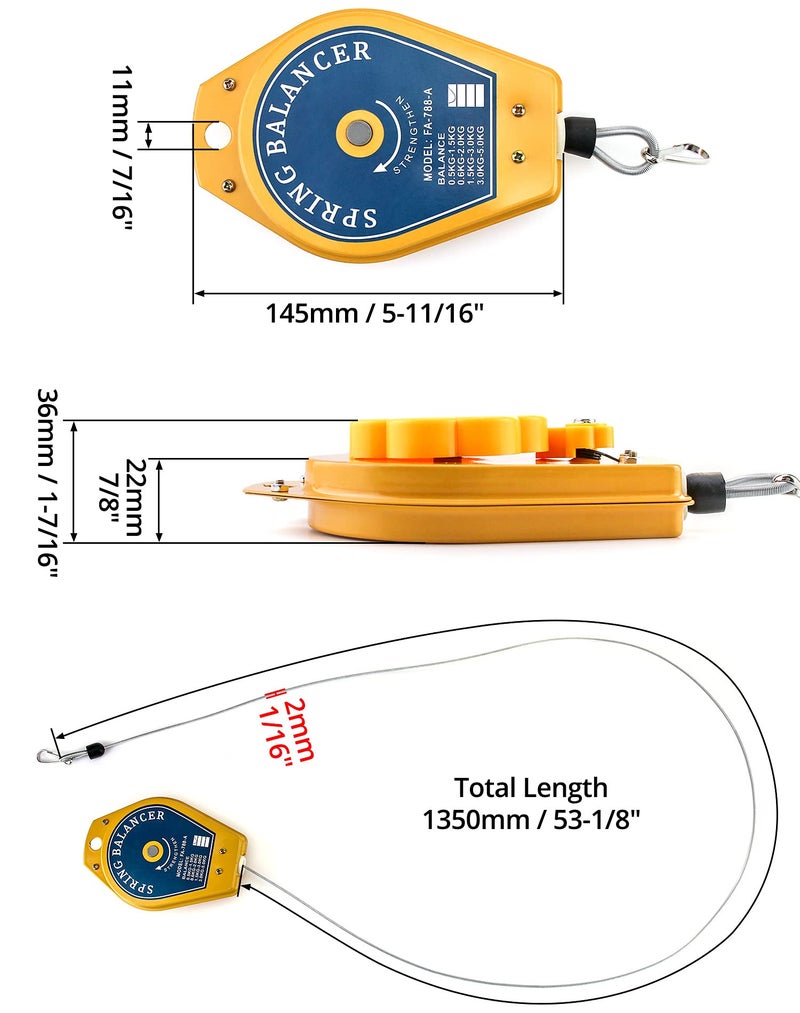 QWORK Spring Balancer, 1.1lbs - 3.3lbs Bearing Retractable Tool Fixture Holder for Assembly-line - Image 5