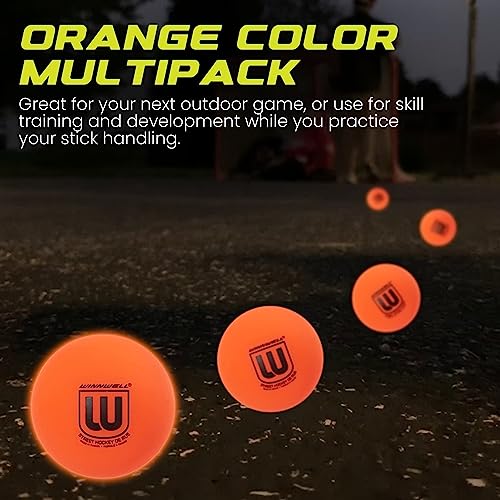 Winnwell Street Hockey Balls Orange Medium Density Ball for Indoor & Outdoor - Made for for Field, Road & Street Hockey Games – with Storage Bag - 65mm & 50 Gram Weight (12-Pack) - Image 2