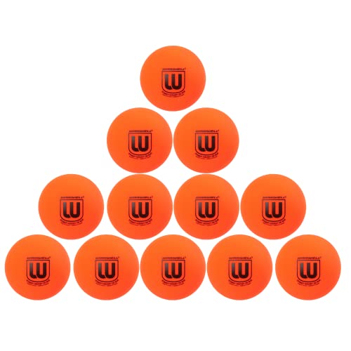 Winnwell Street Hockey Balls Orange Medium Density Ball for Indoor & Outdoor - Made for for Field, Road & Street Hockey Games – with Storage Bag - 65mm & 50 Gram Weight (12-Pack) - Image 1