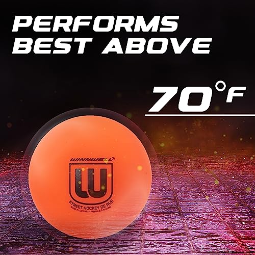 Winnwell Street Hockey Balls Orange Medium Density Ball for Indoor & Outdoor - Made for for Field, Road & Street Hockey Games – with Storage Bag - 65mm & 50 Gram Weight (12-Pack) - Image 5