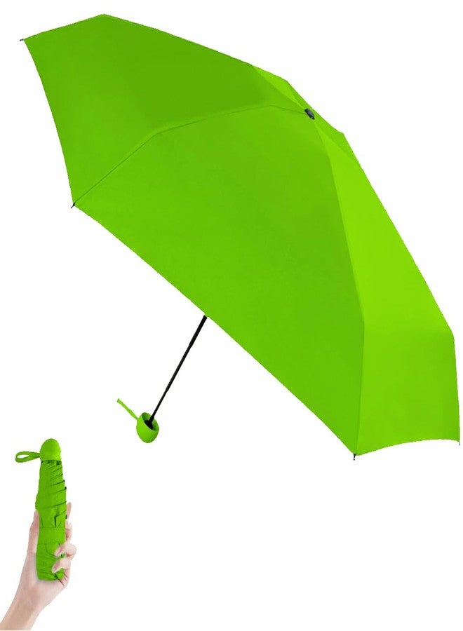 coku Mini Portable Umbrella with Capsule Case Outdoor for Women Men & Kids 5 Folds UV Protection Compact Foldable Backpack Travel Umbrellas for rain & Hot Summer Capsule Umbrella (Green) - Image 1