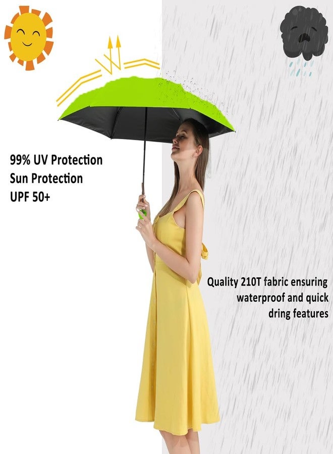 coku Mini Portable Umbrella with Capsule Case Outdoor for Women Men & Kids 5 Folds UV Protection Compact Foldable Backpack Travel Umbrellas for rain & Hot Summer Capsule Umbrella (Green) - Image 2