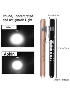 Generic 2 Pieces  Pen Light Mini Flashlight Torch Light , Reusable LED Penlight,Mini Reusable LED Pen Light, White Light, Gold and Black  - Image 3