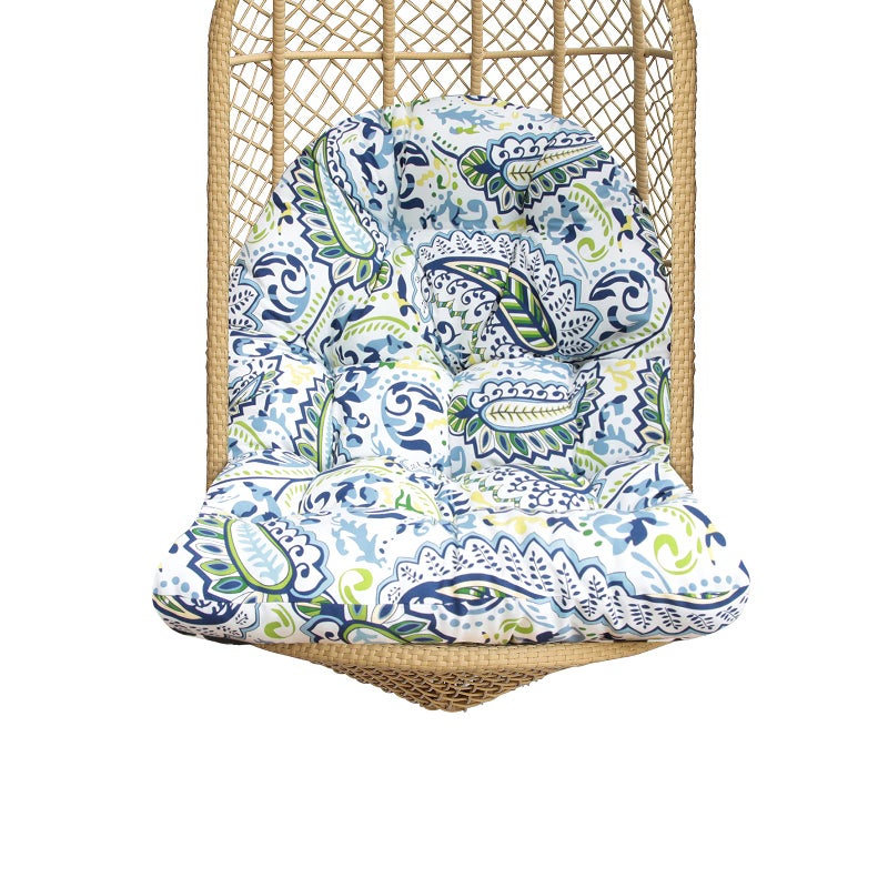 BOSSIMA Patio Outdoor Hanging Basket Chair Cushions Egg Chair Swing Chair Pads GreenBlue Paisley