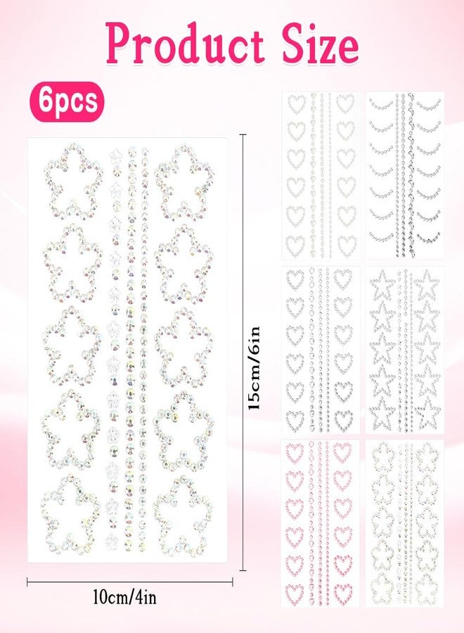 Ynaquest Face Gems, Self Adhesive Face Gems for Women 3D Star Heart Shape Jewels Face Rhinestone Stickers Sparkly Face Jewels for Makeup for Face Eye Hair Body Nail Crafts Festival Decal Decor - Image 3