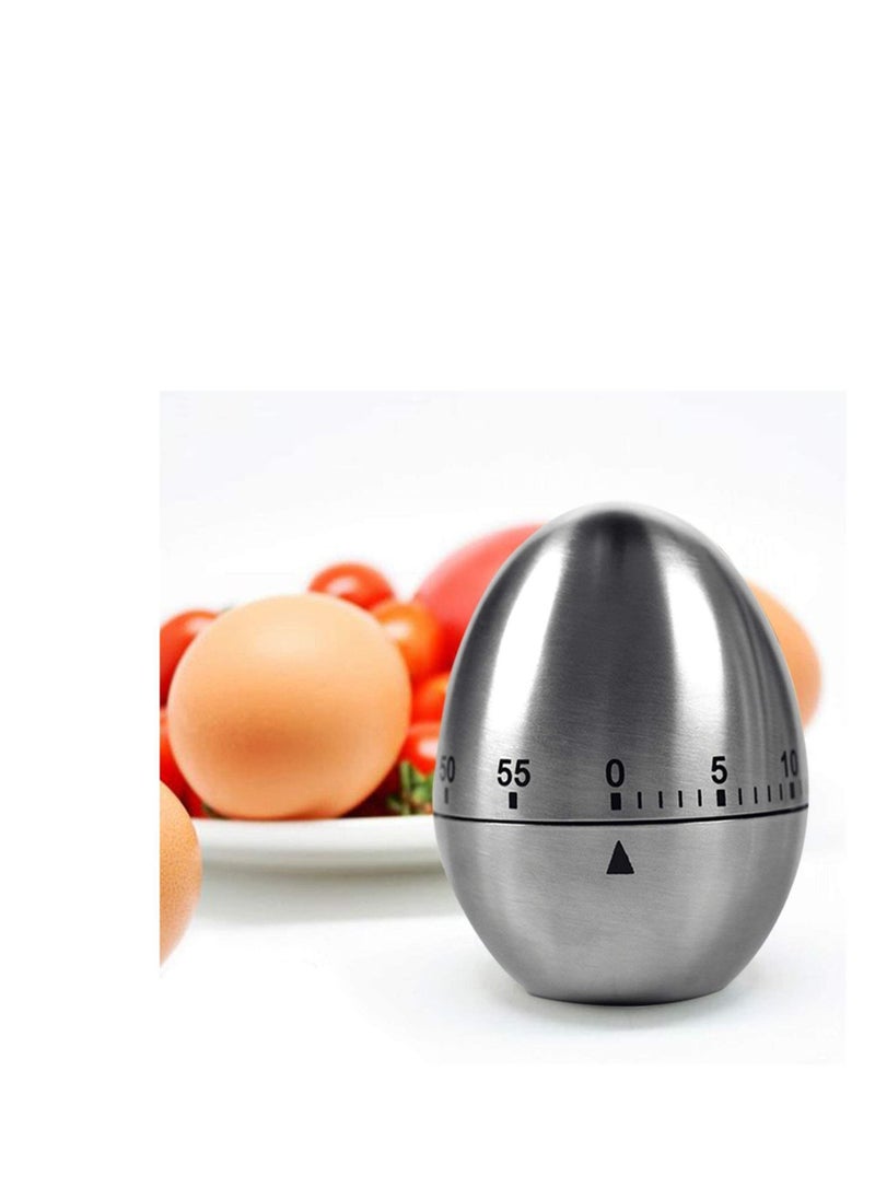 Y&D Egg Timer in Silver, 1 Pcs Mechanical Stainless Steel Kitchen Countdown Shape Up to 60 Minutes for Boiling Eggs and More, Cooking Baking Bell Teeth Brushing Short Time Alarm  - Image 2