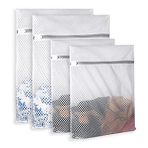 SUERIV Extra Large Honeycomb Mesh Laundry Bag125gsm Net Fabric Durable and Reusable Delicate Wash Bag,Travel Organization Bag for Lingerie,Clothes,Jeans,Bath Towel,Sock (Set of 4(2L+2XL)) - Image 1