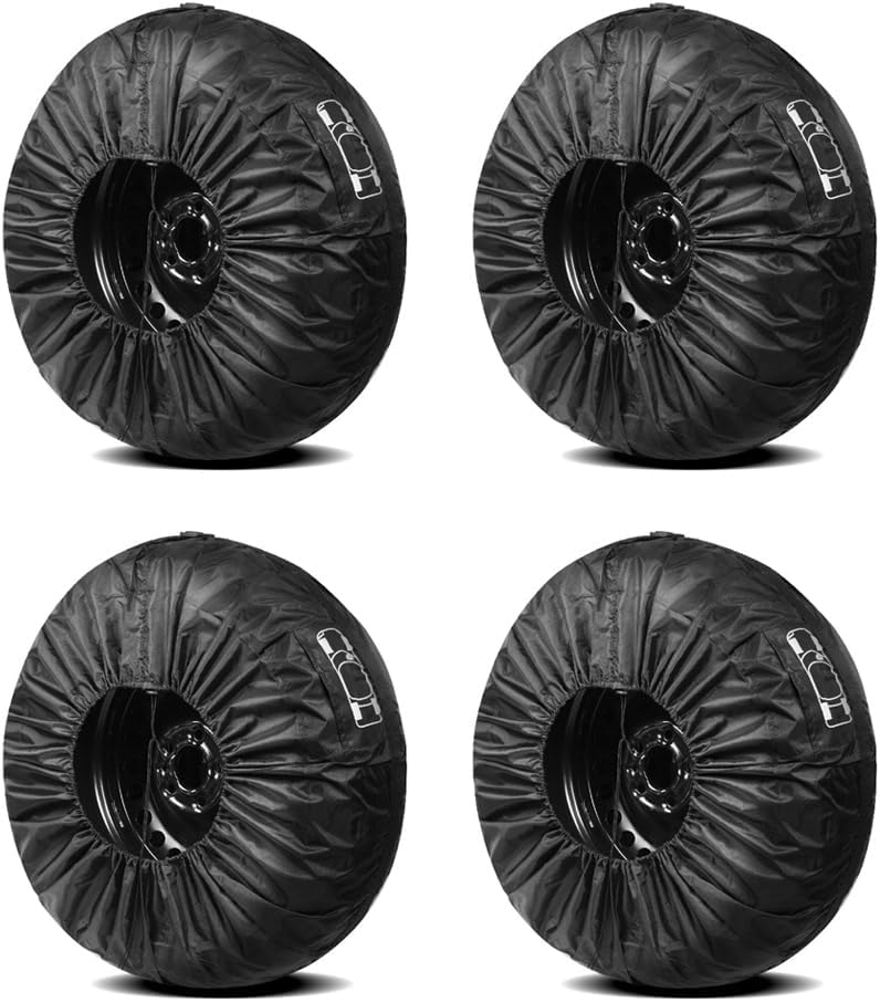 Eacam Tire Covers Set of 4, Waterproof Anti-UV Sun Rain Tire Covers,Tough Tire Wheel Protector for Trailers, RV, Camper, SUV, Truck, Fits 19-23Inch Tire Diameter - Image 1