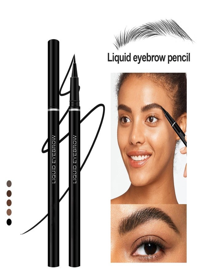 Easilydays Extra Fine Wild Water Eyebrow Pencil, Waterproof & Smudge Proof Liquid Eyeliner Felt Tip Applicator, High Pigmented Black Brown Liquid Eye Liner, Long-Lasting, Quick Drying for Women (01) - Image 2