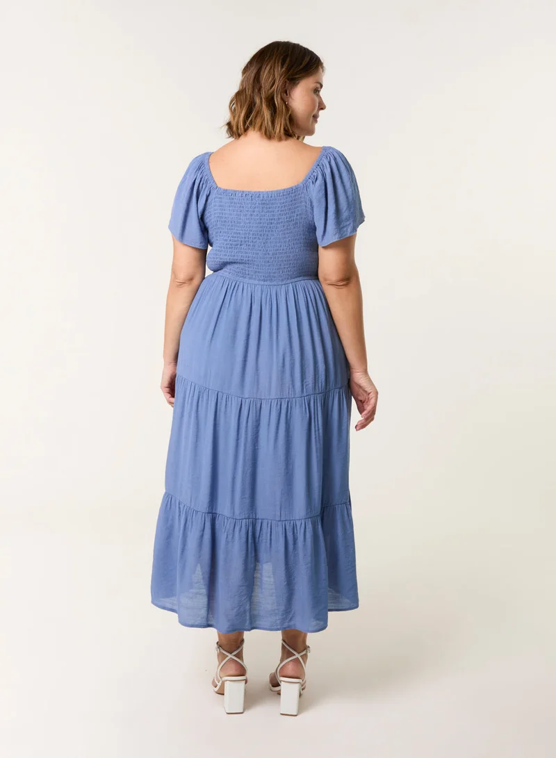 بلو فانيلا Curve Flutter Sleeve Midi Dress