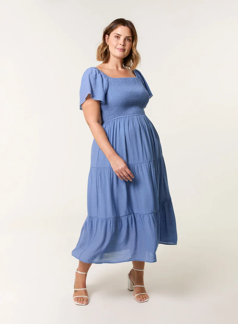بلو فانيلا Curve Flutter Sleeve Midi Dress