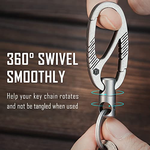 KeyUnity KM09 Titanium Carabiner Keychain Clip, Dual-Gate Quick Release EDC Key Holder Organizer with Key Ring Connector for Men and Women - Image 4
