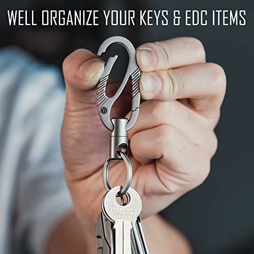 KeyUnity KM09 Titanium Carabiner Keychain Clip, Dual-Gate Quick Release EDC Key Holder Organizer with Key Ring Connector for Men and Women - Image 3
