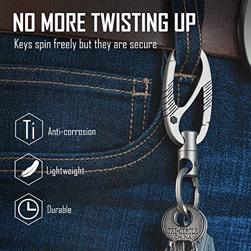 KeyUnity KM09 Titanium Carabiner Keychain Clip, Dual-Gate Quick Release EDC Key Holder Organizer with Key Ring Connector for Men and Women - Image 5