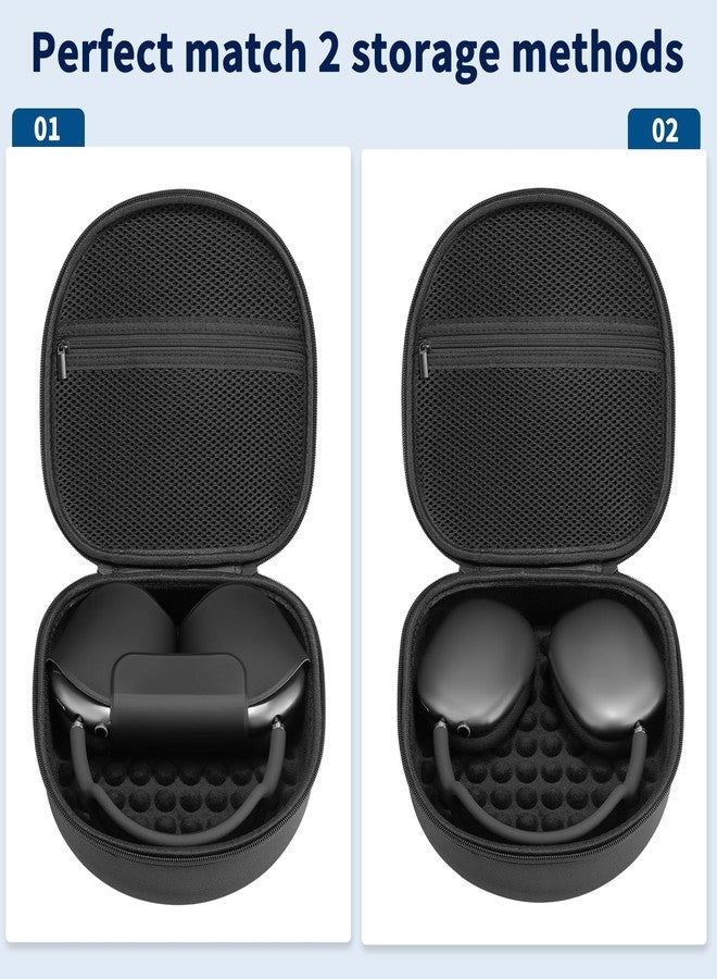 جراب TUNYINSH الصلب لسماعات Apple AirPods Max، حقيبة حمل محمولة للسفر لسماعات AirPods Max (أسود-DT-أسود) - Image 5