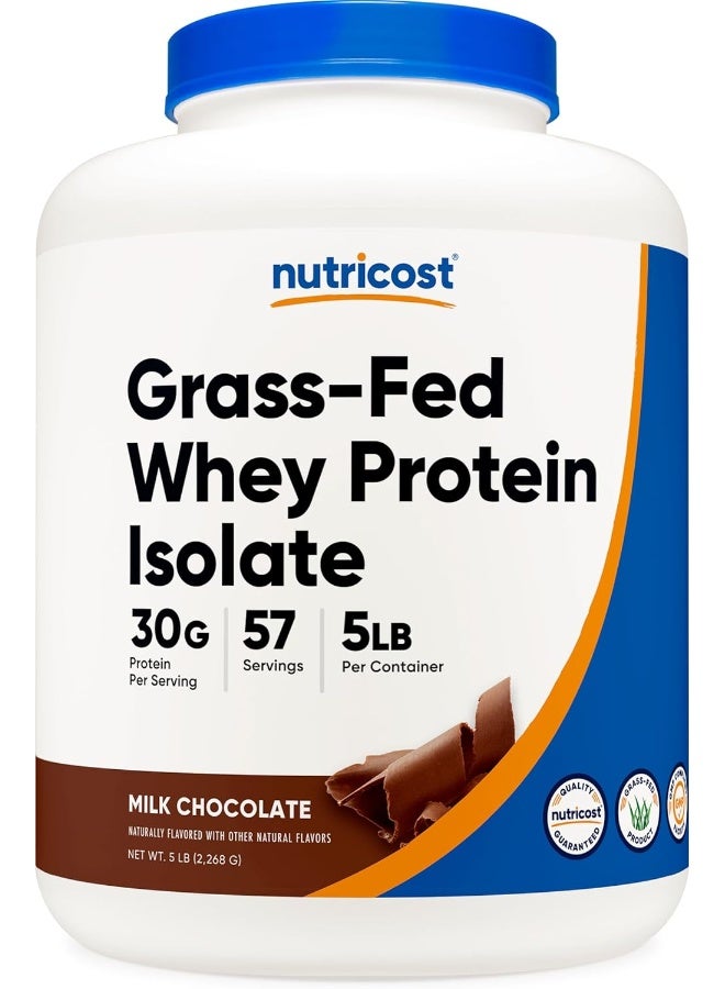 Nutricost عزل بروتين مصل اللبن من الأبقار التي تتغذى على العشب (شوكولاتة) 5 أرطال - خالي من الكائنات المعدلة وراثيًا، خالي من الغلوتين، نكهات طبيعية - Image 1