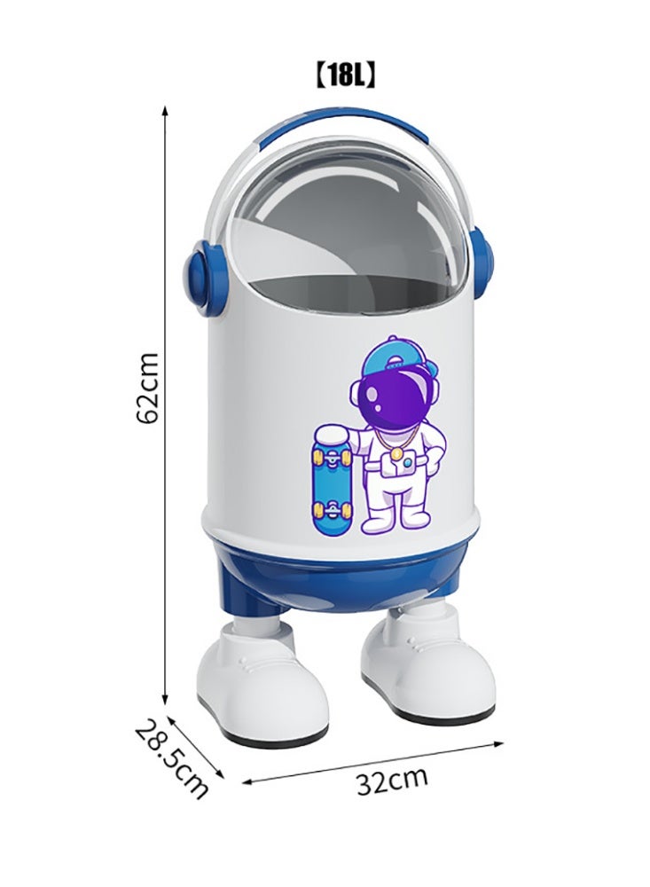 Cartoon Trash Can with Lid, Cute Waste Bin, Creative Plastic Garbage Container, Spaceman Design, Removable Inner Bucket, Large Capacity Decorative Wastebasket for Living Room, Bedroom, Dorm and Kids Room - Image 2
