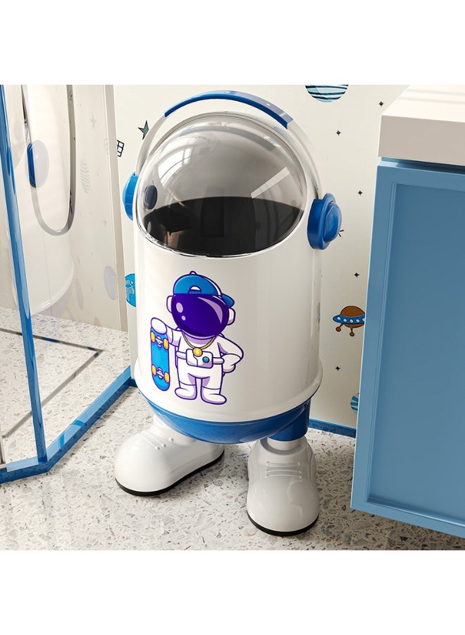 Cartoon Trash Can with Lid, Cute Waste Bin, Creative Plastic Garbage Container, Spaceman Design, Removable Inner Bucket, Large Capacity Decorative Wastebasket for Living Room, Bedroom, Dorm and Kids Room - Image 4