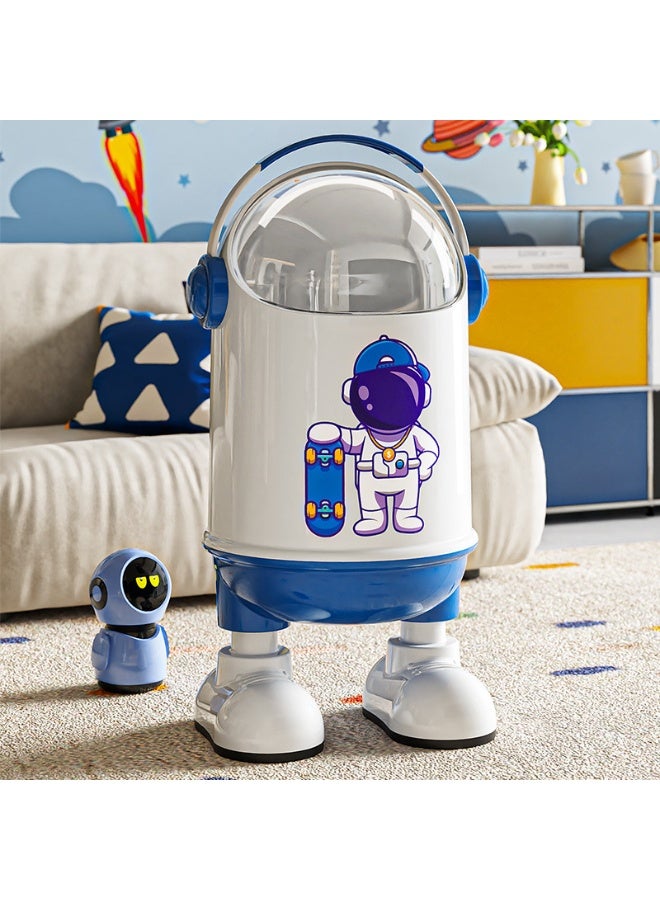 Cartoon Trash Can with Lid, Cute Waste Bin, Creative Plastic Garbage Container, Spaceman Design, Removable Inner Bucket, Large Capacity Decorative Wastebasket for Living Room, Bedroom, Dorm and Kids Room - Image 3