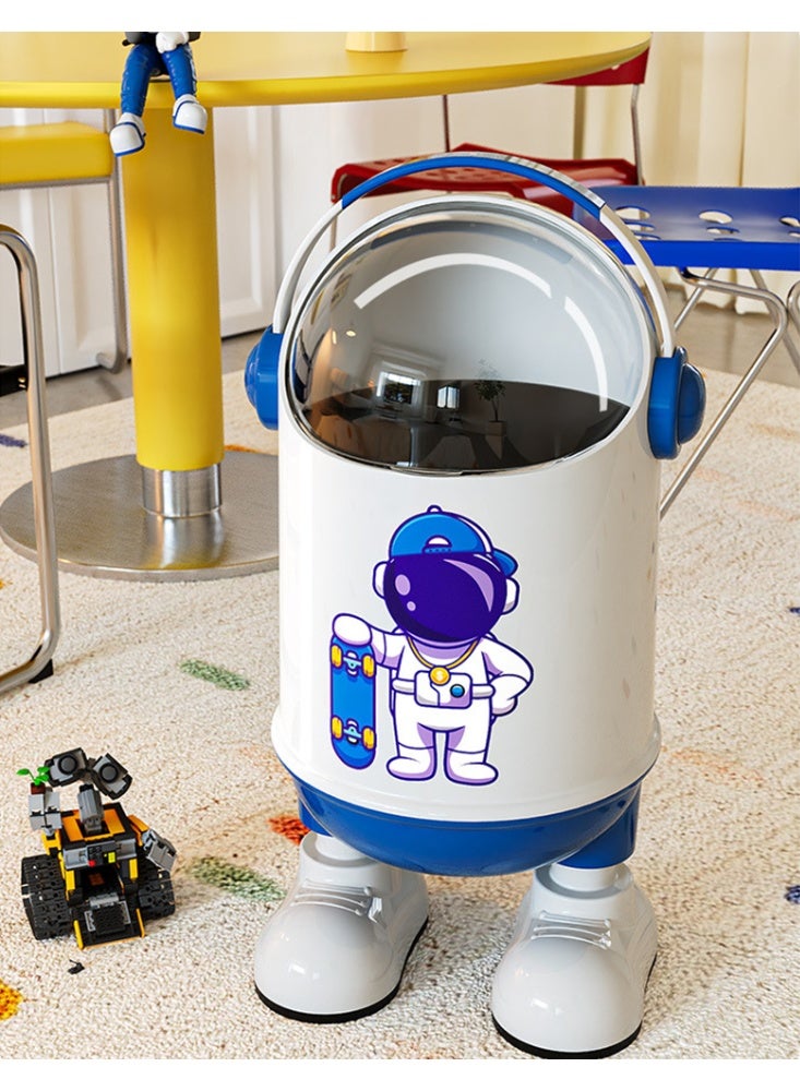 Cartoon Trash Can with Lid, Cute Waste Bin, Creative Plastic Garbage Container, Spaceman Design, Removable Inner Bucket, Large Capacity Decorative Wastebasket for Living Room, Bedroom, Dorm and Kids Room - Image 5
