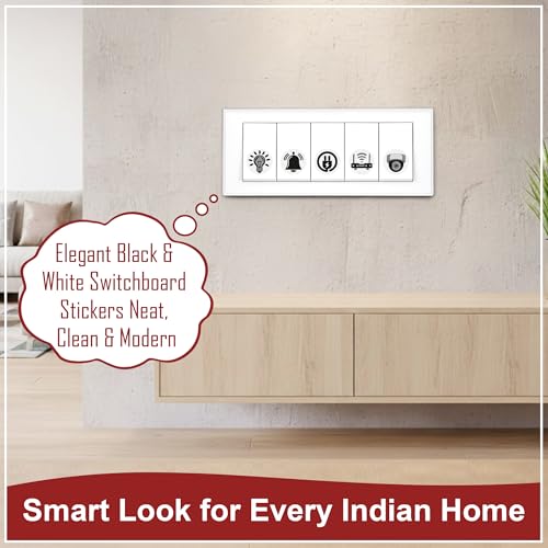 GLUN® 600 Monochrome Black Switch Board Stickers 60+ Icons | Luxury Vinyl Decorative Switch Stickers for Home, Hotel & Office | Self Adhesive, Waterproof & Removable - Image 5