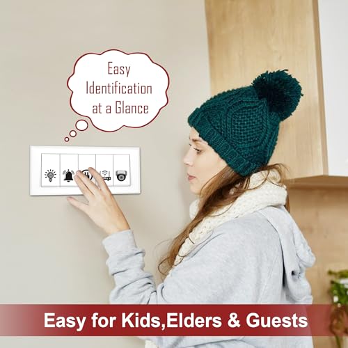GLUN® 600 Monochrome Black Switch Board Stickers 60+ Icons | Luxury Vinyl Decorative Switch Stickers for Home, Hotel & Office | Self Adhesive, Waterproof & Removable - Image 4