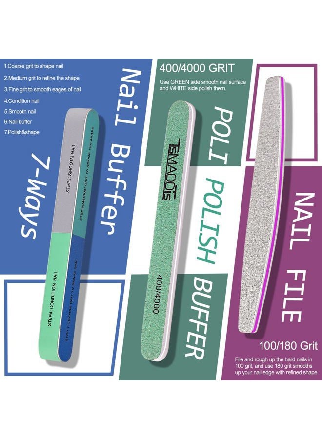 TsMADDTs Nail Buffers and Files, Manicure Tools Kit with 3PCS Nail Files, 2PCS Nail Buffers, 2PCS Nail Buffer Blocks, Cuticle Nippers, Cuticle Pusher and Cuticle Oil - Image 4