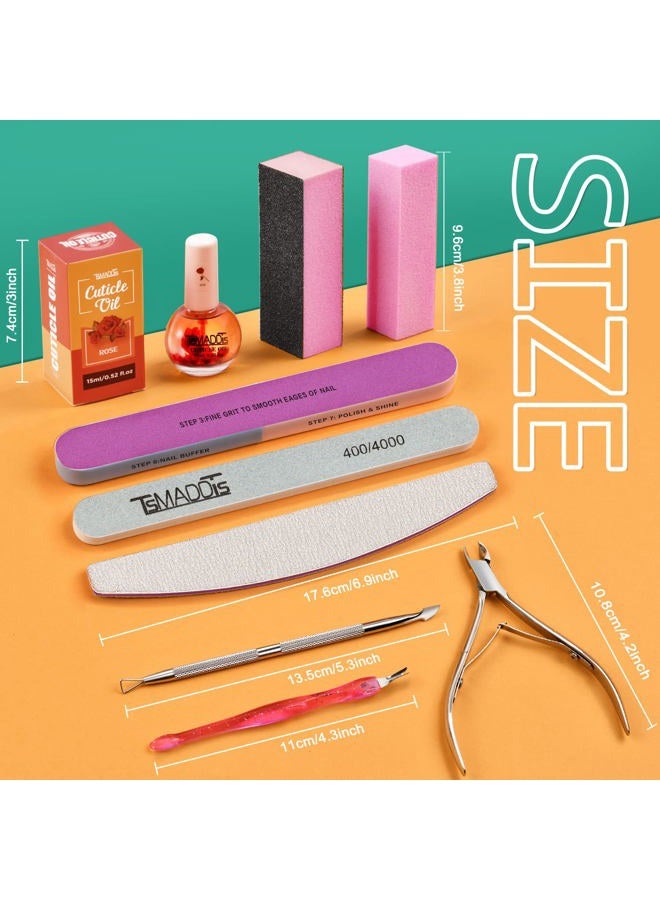 TsMADDTs Nail Buffers and Files, Manicure Tools Kit with 3PCS Nail Files, 2PCS Nail Buffers, 2PCS Nail Buffer Blocks, Cuticle Nippers, Cuticle Pusher and Cuticle Oil - Image 3