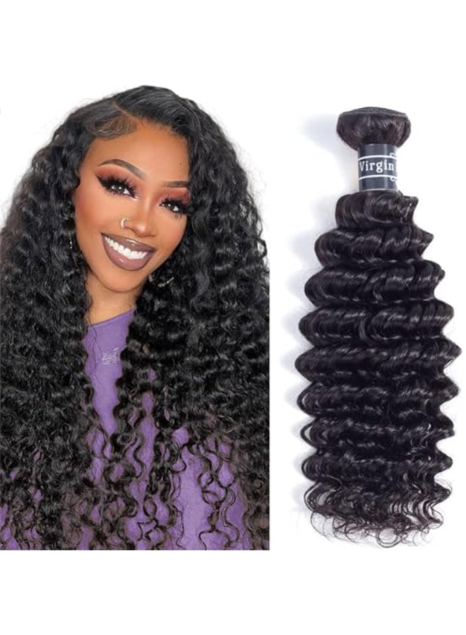 Amella Hair 8A Grade Brazilian Deep Wave Human Hair Bundles 100 Unprocessed Brazilian Virgin Hair Deep Curly Hair 18inch1 Bundle - Image 1