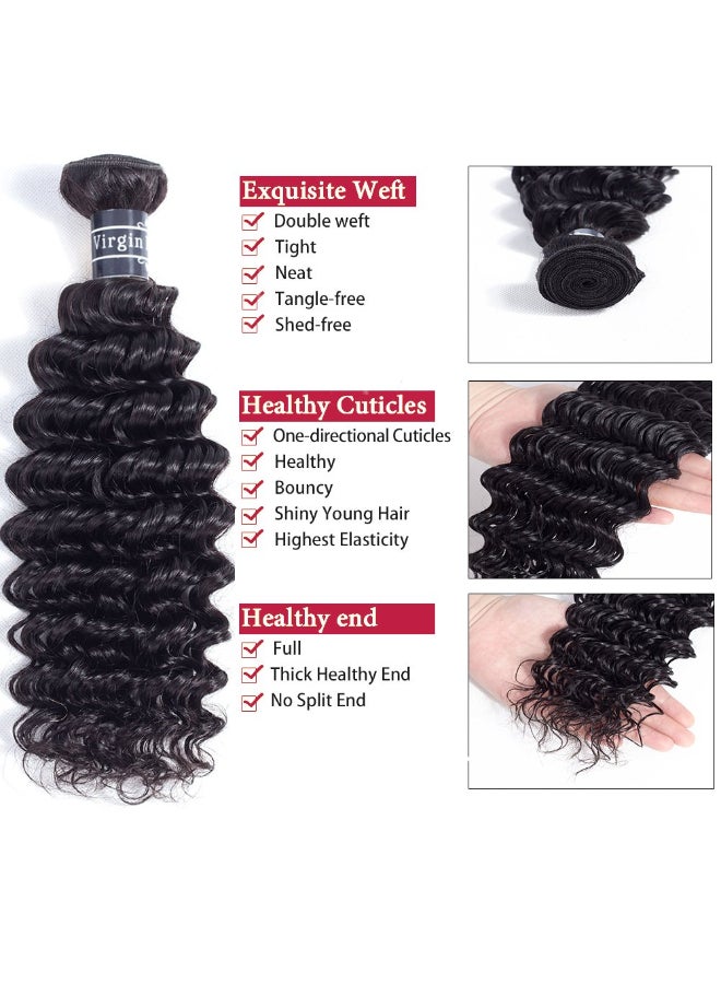 Amella Hair 8A Grade Brazilian Deep Wave Human Hair Bundles 100 Unprocessed Brazilian Virgin Hair Deep Curly Hair 18inch1 Bundle - Image 4