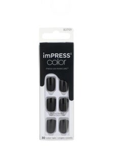 KISS imPRESS Color Press-on Manicure KIMC020C All Black 30 color nails  - Image 1
