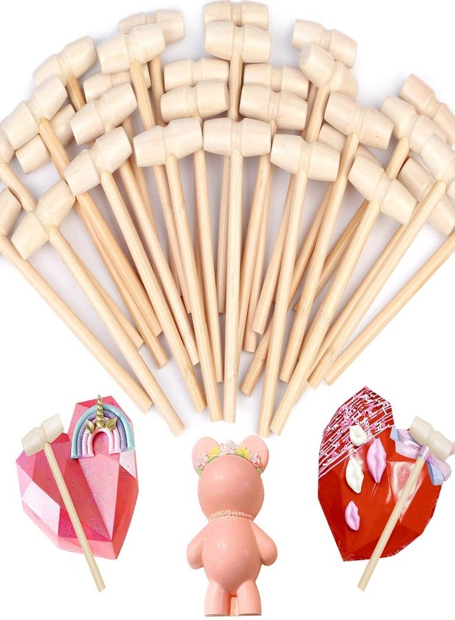 Caffox Mini Wooden Hammers for Chocolate, 30Pcs Small Wooden Mallets for Breakable Chocolate Heart, Crafts - Image 1