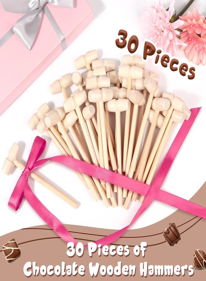 Caffox Mini Wooden Hammers for Chocolate, 30Pcs Small Wooden Mallets for Breakable Chocolate Heart, Crafts - Image 2