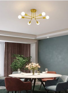 XiuWoo Mid Century Sputnik Chandelier 6-Lights, Industrial Semi Flush Mount Ceiling Light Fixture, Black Modern Ceiling Lamp for Kitchen Farmhouse Dining Room Bedroom Foyer (Bulbs NOT Included)  - Image 2