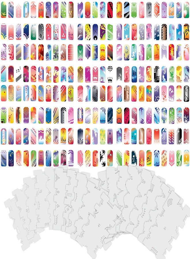 Custom Body Art Airbrush Nail Stencils - Nail Art Stencils Set #3: 240 Unique Designs from 20 Individual Templates - Image 1