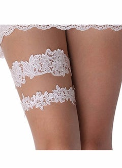 Wedding Garters for Bride, Adjustable 40-60 cm Lace Bridal Garter Set Women Bride (White)