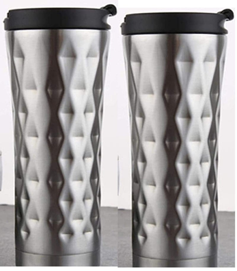 Ramkuwar Tumbler with Lid Stainless Steel Vacuum Insulated Water Coffee Tumbler Cup Double Wall Powder Coated Spill Proof Travel Mug Thermal Cup for Hot and Cold Drink Grey 500ml 2 Pack - Image 1