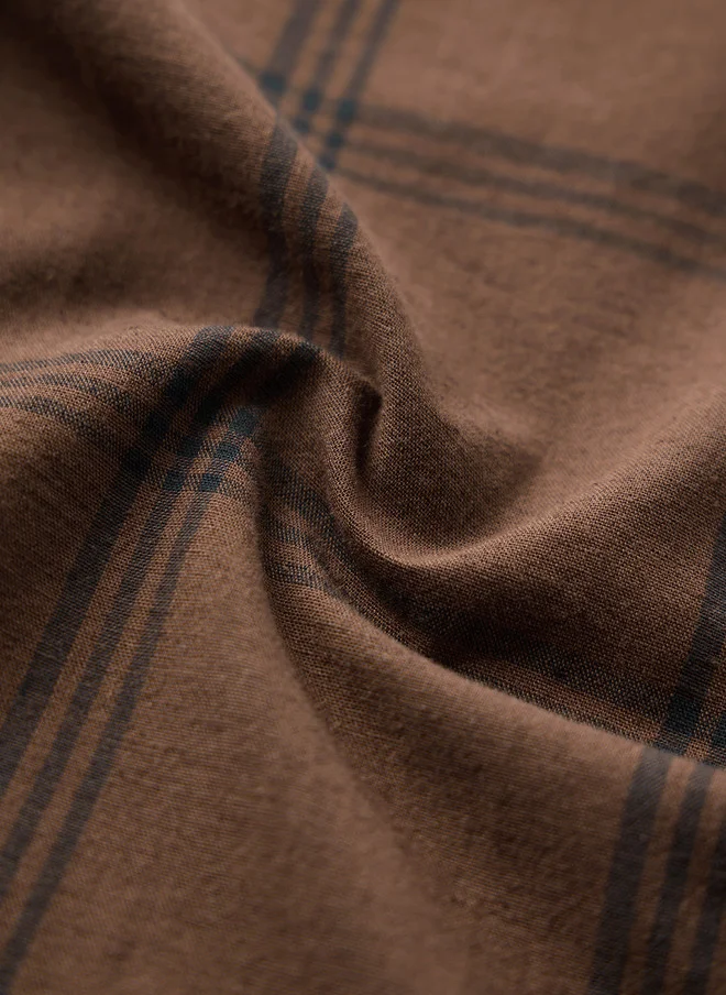 The Souled Store  The Souled Store Men Checks Desert Brown Regular Fit Cotton Linen Shirt  | Best Price UAE