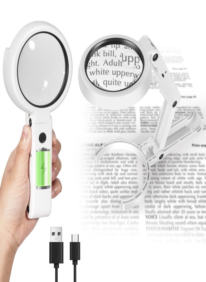 NebulaFlicker Upgraded Rechargeable Magnifying Glass with Light and Stand, Foldable Handheld & Hands-Free Magnifying Glass 2 Level Dimmable Large Magnifier for Seniors Reading, Close Work, Coins, Jewelry - Image 1